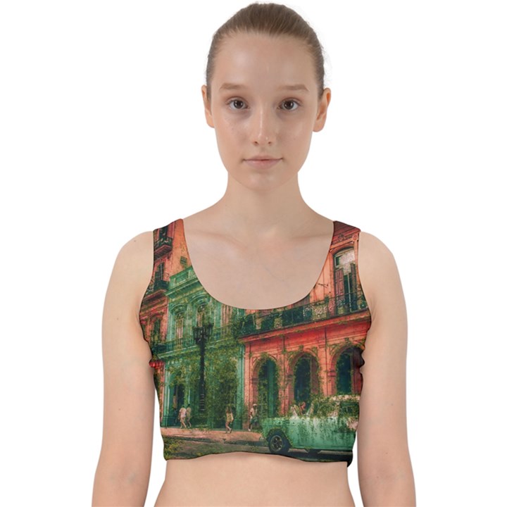 Havana Cuba Architecture Capital Velvet Racer Back Crop Top