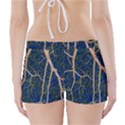 Green Leaves Blue Background Night Boyleg Bikini Wrap Bottoms View2