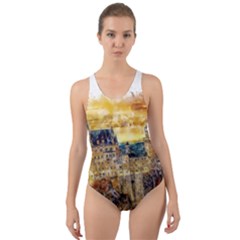 Architecture Castle Fairy Castle Cut-out Back One Piece Swimsuit