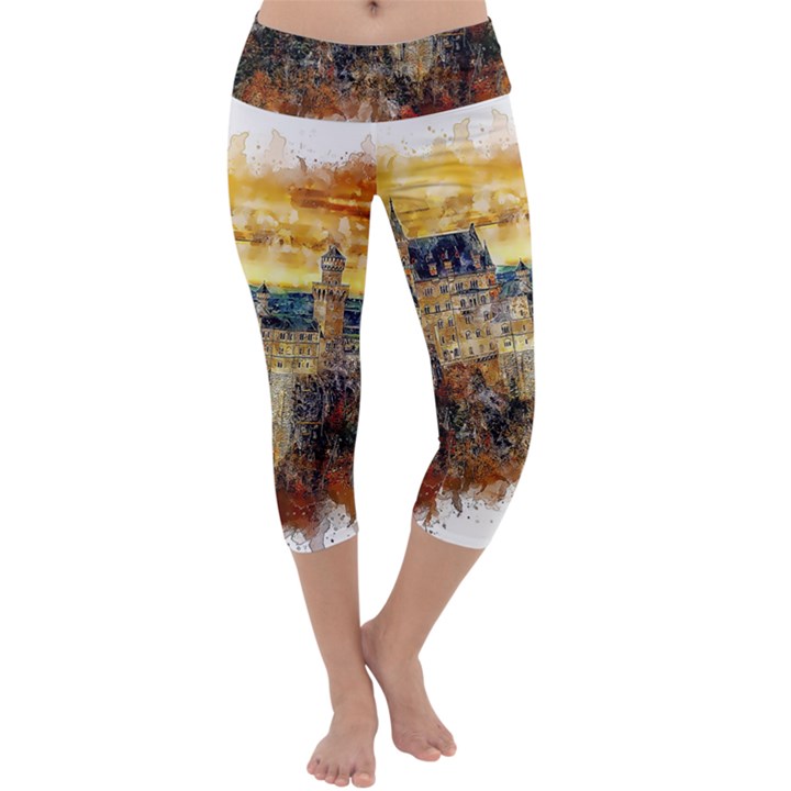 Architecture Castle Fairy Castle Capri Yoga Leggings