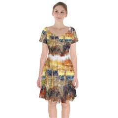 Architecture Castle Fairy Castle Short Sleeve Bardot Dress