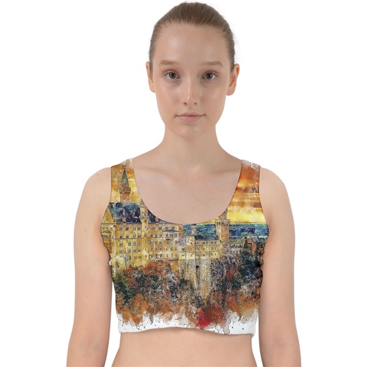 Architecture Castle Fairy Castle Velvet Racer Back Crop Top