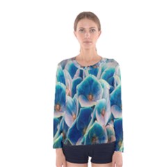 Hydrangeas Blossom Bloom Blue Women s Long Sleeve Tee