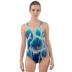 Hydrangeas Blossom Bloom Blue Cut-out Back One Piece Swimsuit by Nexatart