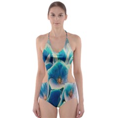 Hydrangeas Blossom Bloom Blue Cut-out One Piece Swimsuit