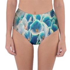 Hydrangeas Blossom Bloom Blue Reversible High-waist Bikini Bottoms by Nexatart