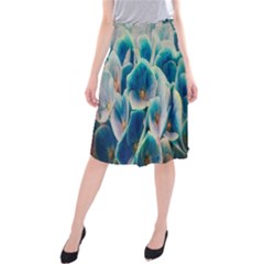 Hydrangeas Blossom Bloom Blue Midi Beach Skirt