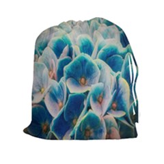 Hydrangeas Blossom Bloom Blue Drawstring Pouch (xxl) by Nexatart