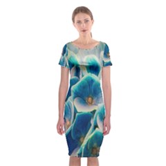 Hydrangeas Blossom Bloom Blue Classic Short Sleeve Midi Dress by Nexatart