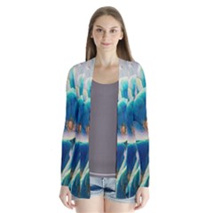 Hydrangeas Blossom Bloom Blue Drape Collar Cardigan