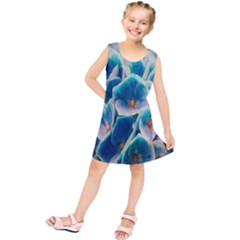 Hydrangeas Blossom Bloom Blue Kids  Tunic Dress by Nexatart