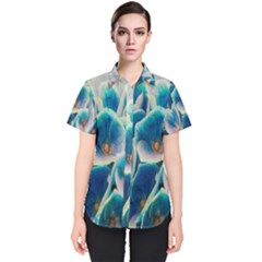 Hydrangeas Blossom Bloom Blue Women s Short Sleeve Shirt