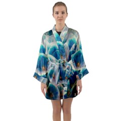 Hydrangeas Blossom Bloom Blue Long Sleeve Kimono Robe