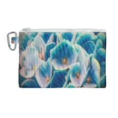 Hydrangeas Blossom Bloom Blue Canvas Cosmetic Bag (large) by Nexatart