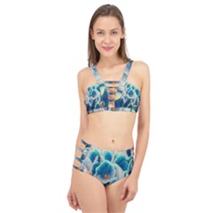 Hydrangeas Blossom Bloom Blue Cage Up Bikini Set