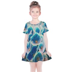 Hydrangeas Blossom Bloom Blue Kids  Simple Cotton Dress by Nexatart