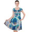 Hydrangeas Blossom Bloom Blue Cap Sleeve Midi Dress View1