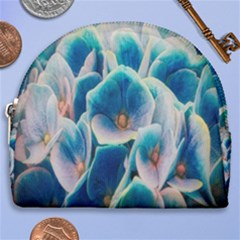 Hydrangeas Blossom Bloom Blue Horseshoe Style Canvas Pouch