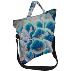 Hydrangeas Blossom Bloom Blue Fold Over Handle Tote Bag