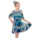 Hydrangeas Blossom Bloom Blue Kids  Shoulder Cutout Chiffon Dress View1