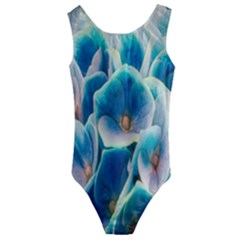 Hydrangeas Blossom Bloom Blue Kids  Cut-out Back One Piece Swimsuit by Nexatart