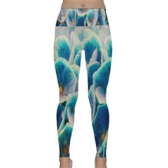 Hydrangeas Blossom Bloom Blue Lightweight Velour Classic Yoga Leggings