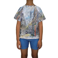 Altstadt Hattingen Ruhr Trail Kids  Short Sleeve Swimwear by Nexatart