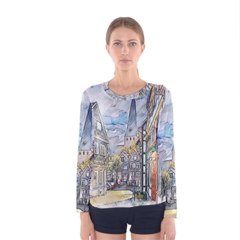 Altstadt Hattingen Ruhr Trail Women s Long Sleeve Tee by Nexatart