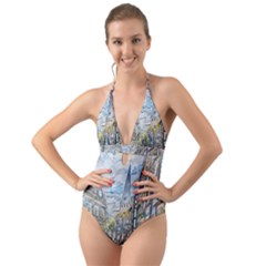 Altstadt Hattingen Ruhr Trail Halter Cut-out One Piece Swimsuit by Nexatart