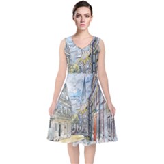 Altstadt Hattingen Ruhr Trail V-neck Midi Sleeveless Dress 