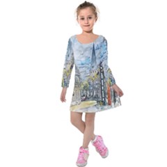 Altstadt Hattingen Ruhr Trail Kids  Long Sleeve Velvet Dress by Nexatart