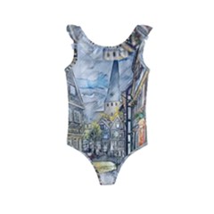 Altstadt Hattingen Ruhr Trail Kids  Frill Swimsuit by Nexatart