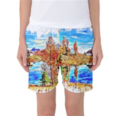 Lake Chalet Mountain Art Women s Basketball Shorts