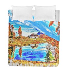 Lake Chalet Mountain Art Duvet Cover Double Side (full/ Double Size)