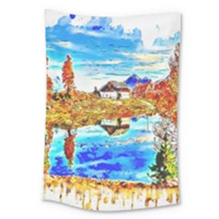 Lake Chalet Mountain Art Large Tapestry