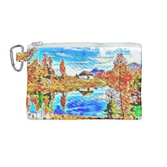 Lake Chalet Mountain Art Canvas Cosmetic Bag (medium)