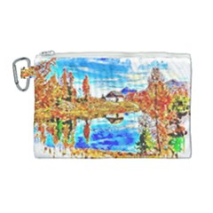 Lake Chalet Mountain Art Canvas Cosmetic Bag (large) by Nexatart