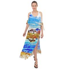 Lake Chalet Mountain Art Maxi Chiffon Cover Up Dress