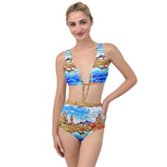 Lake Chalet Mountain Art Tied Up Two Piece Swimsuit