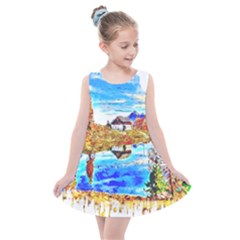 Lake Chalet Mountain Art Kids  Summer Dress