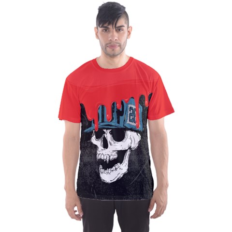 Red & Black Blood Dripping & Skulls Print Men s Sports Mesh Tee by PattyVilleDesigns