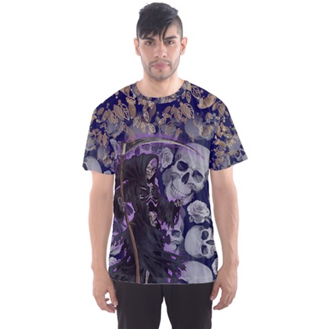 Midnight Blue Skulls & Death Prints Men s Sports Mesh Tee by PattyVilleDesigns