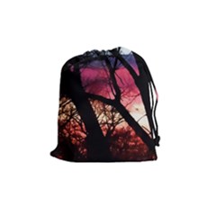 Fall Sunset Through The Trees Drawstring Pouch (medium) by bloomingvinedesign