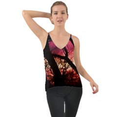 Fall Sunset Through The Trees Chiffon Cami