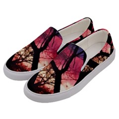 Fall Sunset Through The Trees Men s Canvas Slip Ons