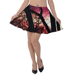 Fall Sunset Through The Trees Velvet Skater Skirt