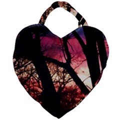 Fall Sunset Through The Trees Giant Heart Shaped Tote