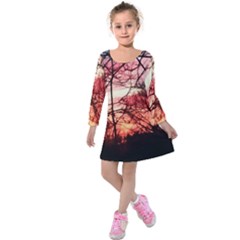 October Sunset Kids  Long Sleeve Velvet Dress by bloomingvinedesign