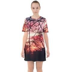 October Sunset Sixties Short Sleeve Mini Dress