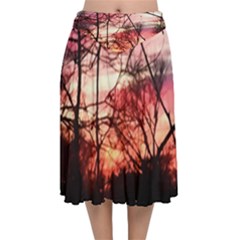 October Sunset Velvet Flared Midi Skirt by bloomingvinedesign